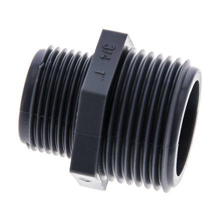 Reducing Double Nipple G3/4'' x G1'' Polypropylene (pp) 10bar (140.5psi) FDA 36mm Hex