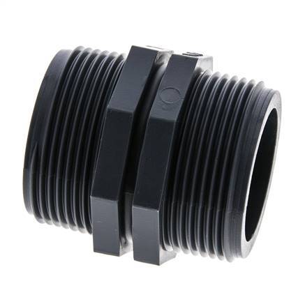 Double Nipple G1 1/2'' Polypropylene (pp) 10bar (140.5psi) FDA 54mm Hex