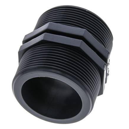 Double Nipple G2'' Polypropylene (pp) 10bar (140.5psi) FDA 64mm Hex