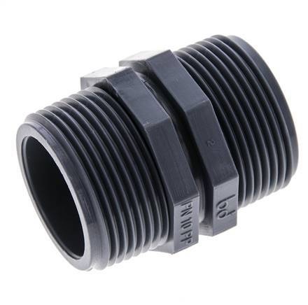 Double Nipple G1 1/4'' Polypropylene (pp) 10bar (140.5psi) FDA 46mm Hex