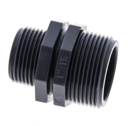 Reducing Double Nipple G1'' x G1 1/4'' Polypropylene (pp) 10bar (140.5psi) FDA 46mm Hex