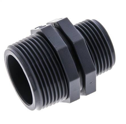 Reducing Double Nipple G1'' x G1 1/4'' Polypropylene (pp) 10bar (140.5psi) FDA 46mm Hex