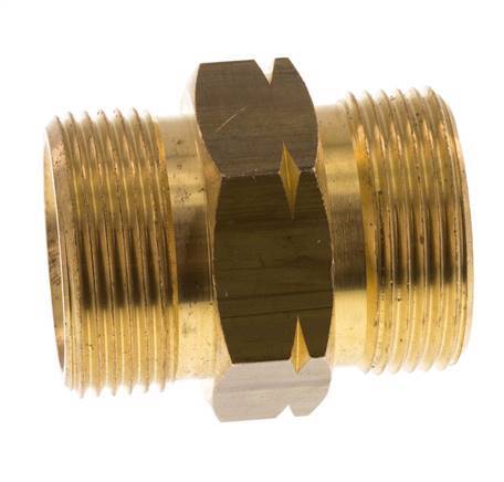 Double Nipple G1 1/4'' Male x Male Left Hand Brass 16bar (224.8psi) 46mm Hex