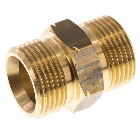 Double Nipple G1'' Male x Male Left Hand Brass 16bar (224.8psi) 36mm Hex