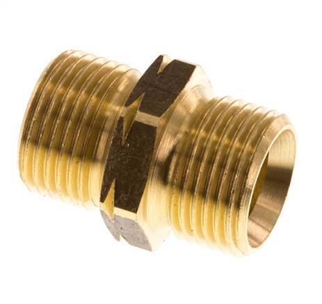 Double Nipple G3/8'' Male x Male Left Hand Brass 16bar (224.8psi) 19mm Hex [2 Pieces]