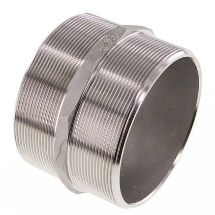 Double Nipple G4'' Stainless Steel Flat Seal 16bar (224.8psi) 117mm Hex