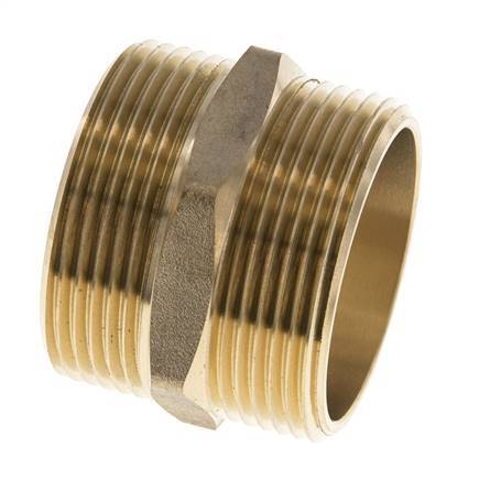 Double Nipple G1 1/2'' Brass Flat Seal 16bar (224.8psi) 48mm Hex