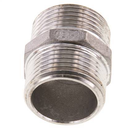 Double Nipple G1'' Stainless Steel Flat Seal 16bar (224.8psi) 36mm Hex