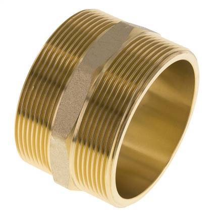 Double Nipple G2 1/2'' Brass Flat Seal 16bar (224.8psi) 76mm Hex