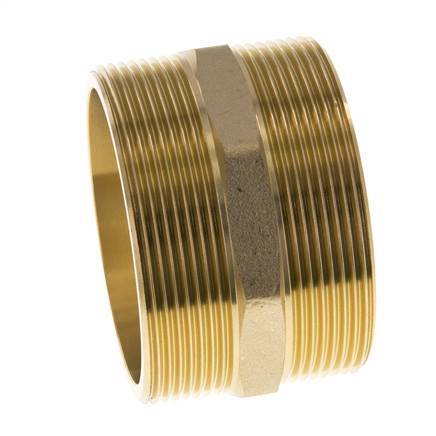 Double Nipple G2 1/2'' Brass Flat Seal 16bar (224.8psi) 76mm Hex