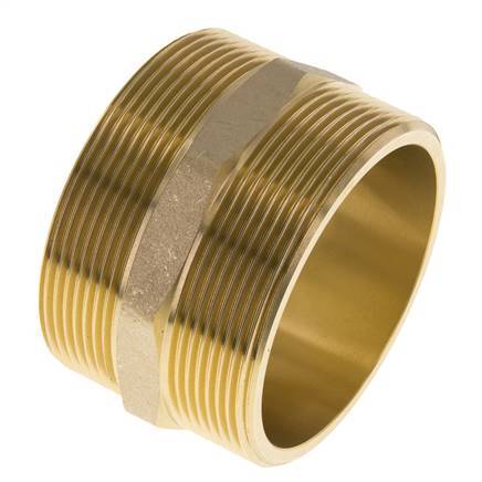 Double Nipple G2 1/2'' Brass Flat Seal 16bar (224.8psi) 76mm Hex