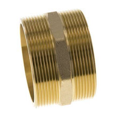Double Nipple G2 1/2'' Brass Flat Seal 16bar (224.8psi) 76mm Hex