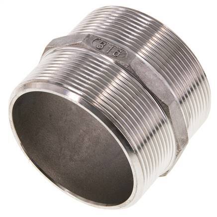 Double Nipple G2 1/2'' Stainless Steel Flat Seal 16bar (224.8psi) 78mm Hex