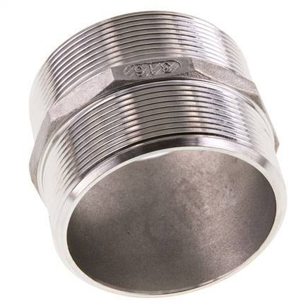 Double Nipple G2 1/2'' Stainless Steel Flat Seal 16bar (224.8psi) 78mm Hex