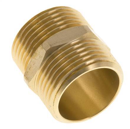 Double Nipple G1'' Brass Flat Seal 16bar (224.8psi) 33mm Hex