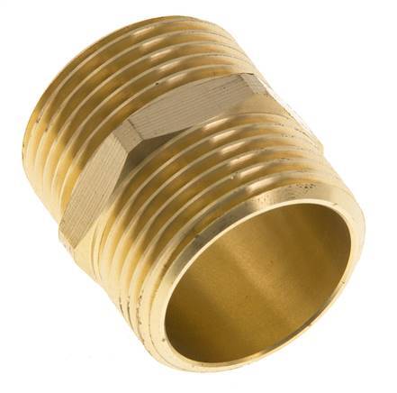 Double Nipple G1'' Brass Flat Seal 16bar (224.8psi) 33mm Hex