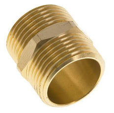 Double Nipple G1'' Brass Flat Seal 16bar (224.8psi) 33mm Hex