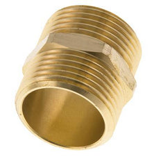 Double Nipple G1'' Brass Flat Seal 16bar (224.8psi) 33mm Hex