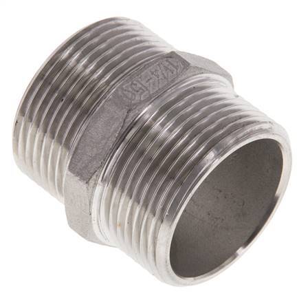 Double Nipple G1 1/4'' Stainless Steel Flat Seal 16bar (224.8psi) 45mm Hex