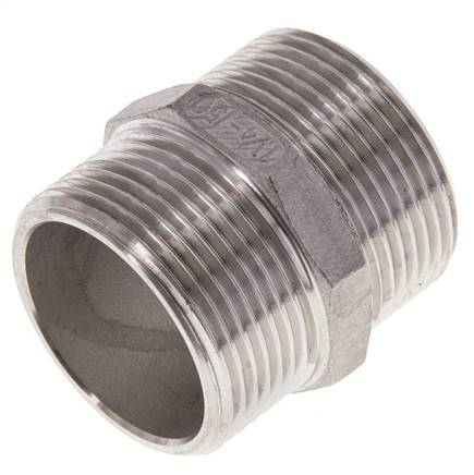 Double Nipple G1 1/4'' Stainless Steel Flat Seal 16bar (224.8psi) 45mm Hex