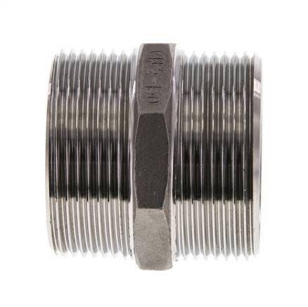 Double Nipple G1 1/2'' Stainless Steel Flat Seal 16bar (224.8psi) 51mm Hex