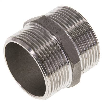 Double Nipple G1 1/2'' Stainless Steel Flat Seal 16bar (224.8psi) 51mm Hex