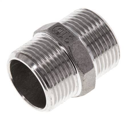 Double Nipple G3/4'' Stainless Steel Flat Seal 16bar (224.8psi) 29mm Hex