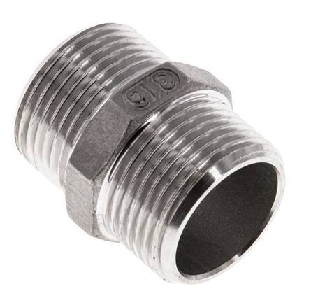 Double Nipple G3/4'' Stainless Steel Flat Seal 16bar (224.8psi) 29mm Hex