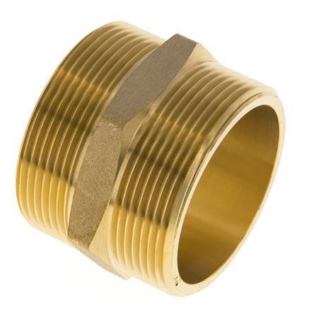 Double Nipple G2'' Brass Flat Seal 16bar (224.8psi) 60mm Hex