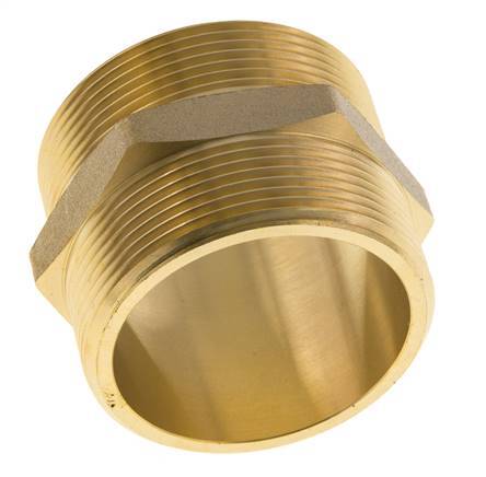 Double Nipple G2'' Brass Flat Seal 16bar (224.8psi) 60mm Hex