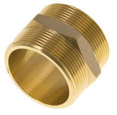 Double Nipple G2'' Brass Flat Seal 16bar (224.8psi) 60mm Hex