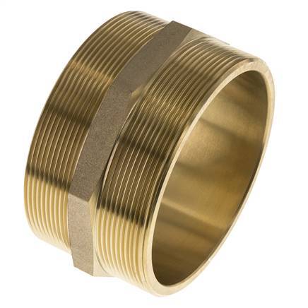 Double Nipple G4'' Brass Flat Seal 16bar (224.8psi) 114mm Hex