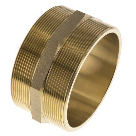 Double Nipple G4'' Brass Flat Seal 16bar (224.8psi) 114mm Hex