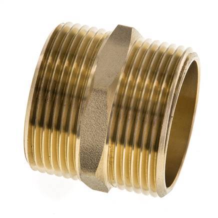 Double Nipple G1 1/4'' Brass Flat Seal 16bar (224.8psi) 42mm Hex