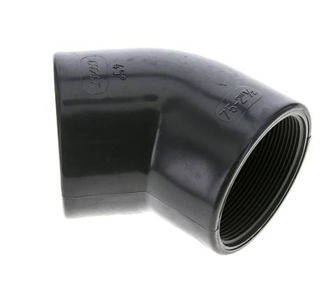 45deg Angled Fitting Rp2 1/2'' Female PVC-U 16bar (224.8psi) EN 1452-3