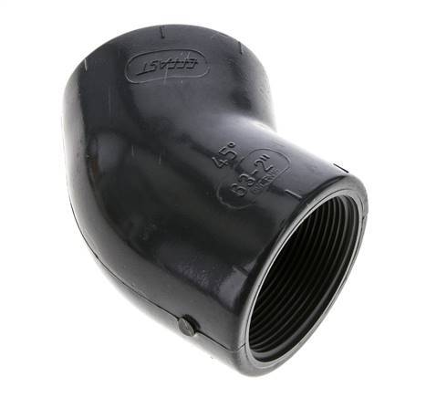 45deg Angled Fitting Rp2'' Female PVC-U 16bar (224.8psi) EN 1452-3