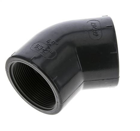 45deg Angled Fitting Rp2'' Female PVC-U 16bar (224.8psi) EN 1452-3
