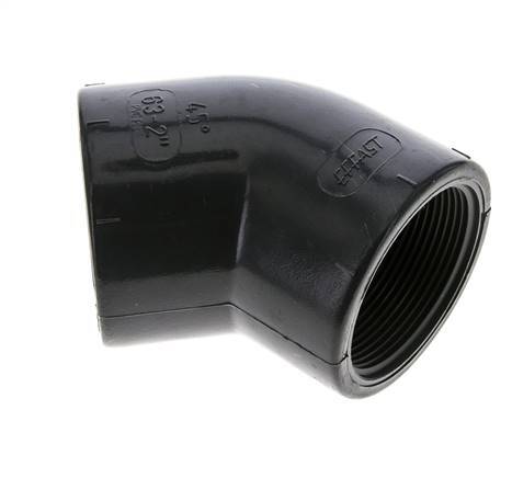 45deg Angled Fitting Rp2'' Female PVC-U 16bar (224.8psi) EN 1452-3