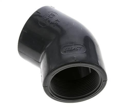 45deg Angled Fitting Rp2'' Female PVC-U 16bar (224.8psi) EN 1452-3