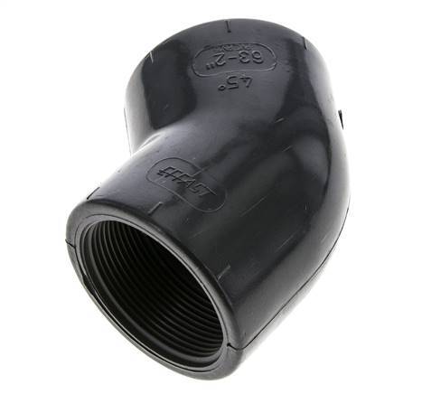 45deg Angled Fitting Rp2'' Female PVC-U 16bar (224.8psi) EN 1452-3