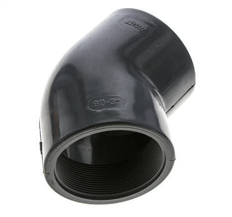45deg Angled Fitting Rp3'' Female PVC-U 16bar (224.8psi) EN 1452-3