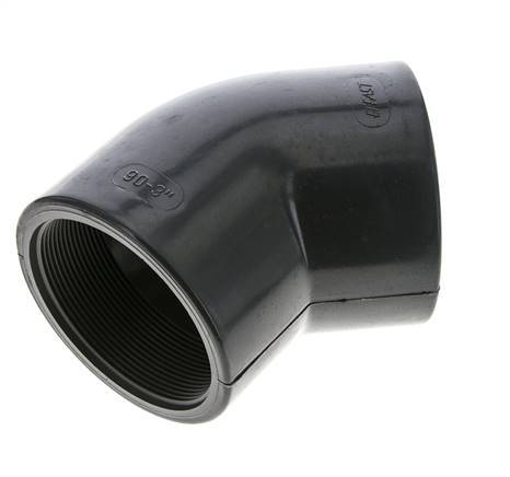 45deg Angled Fitting Rp3'' Female PVC-U 16bar (224.8psi) EN 1452-3