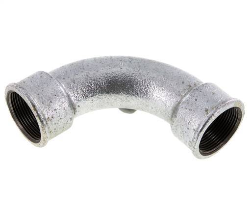 90deg Angled Fitting Rp1 1/2'' Female Long Cast Iron 25bar (351.25psi)