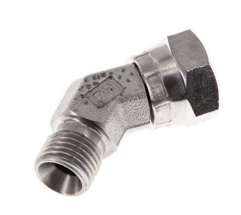 45deg Angled Fitting G1/4'' Female x Male High Pressure Stainless Steel 60° Cone 350bar (4917.5psi) Hydraulic