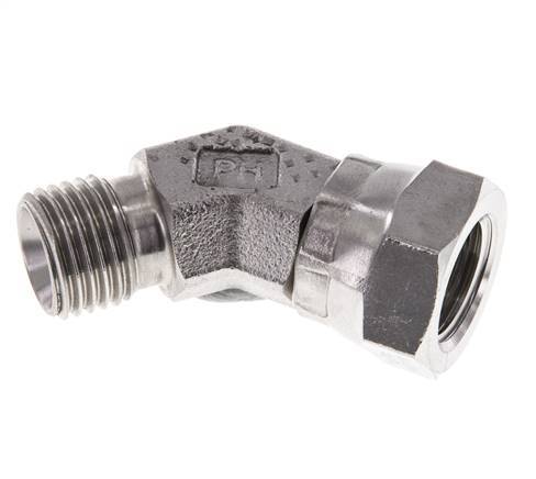 45deg Angled Fitting G1/4'' Female x Male High Pressure Stainless Steel 60° Cone 350bar (4917.5psi) Hydraulic