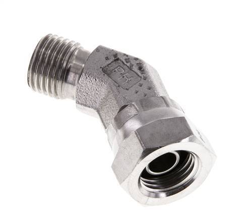 45deg Angled Fitting G1/4'' Female x Male High Pressure Stainless Steel 60° Cone 350bar (4917.5psi) Hydraulic
