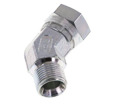 45deg Angled Fitting G3/8'' Female x Male High Pressure Steel 60° Cone 325bar (4566.25psi) Hydraulic