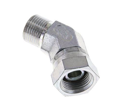 45deg Angled Fitting G3/8'' Female x Male High Pressure Steel 60° Cone 325bar (4566.25psi) Hydraulic