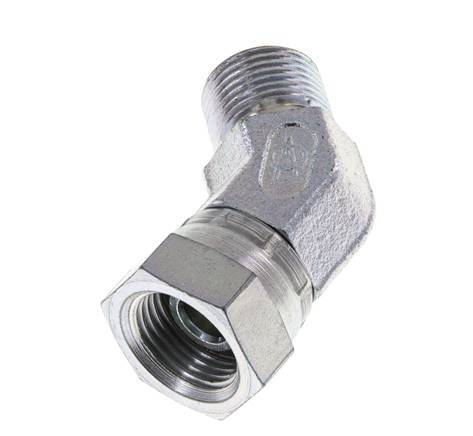 45deg Angled Fitting G3/8'' Female x Male High Pressure Steel 60° Cone 325bar (4566.25psi) Hydraulic