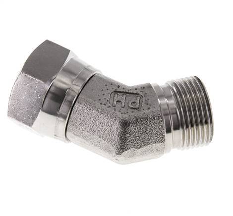 45deg Angled Fitting G3/4'' Female x Male High Pressure Stainless Steel 60° Cone 175bar (2458.75psi) Hydraulic
